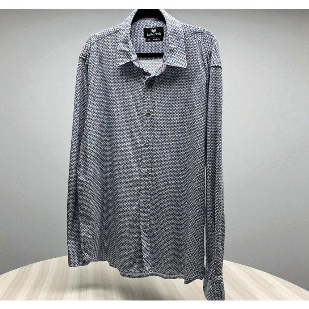 Buttercloth 100% Cotton Shirt Men’s 2X Regular Fit Button Up Long Sleeve